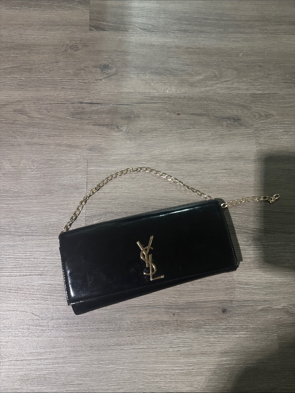 Cute  Black Patent Leather  Logo Wallet with chain - Picture 2 of 2